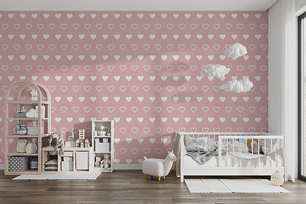Motivo di cuori bianchi su sfondo rosa Motivo di cuori bianchi su sfondo rosa