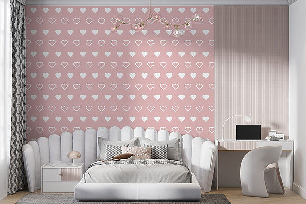 Motivo di cuori bianchi su sfondo rosa Motivo di cuori bianchi su sfondo rosa