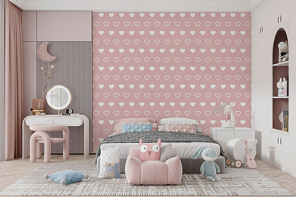 Motivo di cuori bianchi su sfondo rosa Motivo di cuori bianchi su sfondo rosa