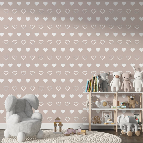 Pattern of hearts on a beige background