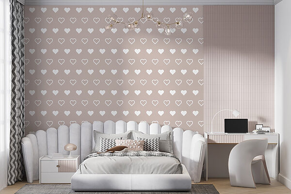 Pattern of hearts on a beige background