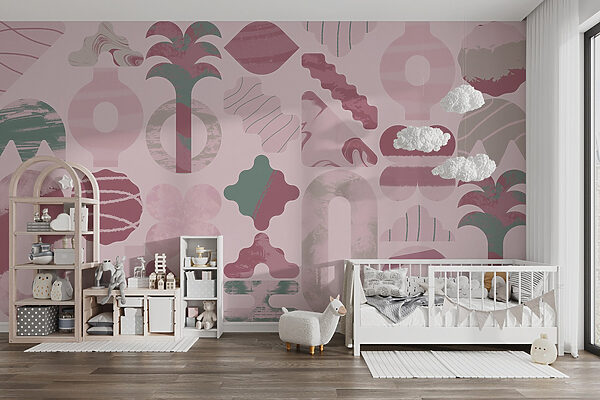 Sfondo rosa e verde con forme diverse Sfondo rosa e verde con forme diverse