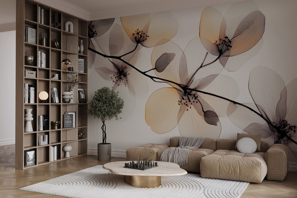 Transparent flowers on a branch Transparent flowers on a branch