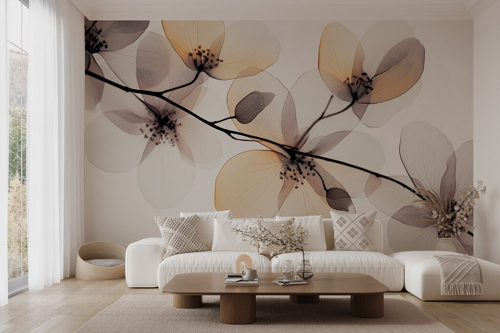 Transparent flowers on a branch Transparent flowers on a branch