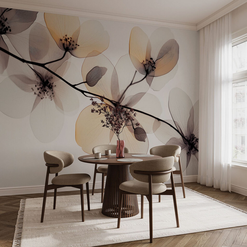 Transparent flowers on a branch Transparent flowers on a branch