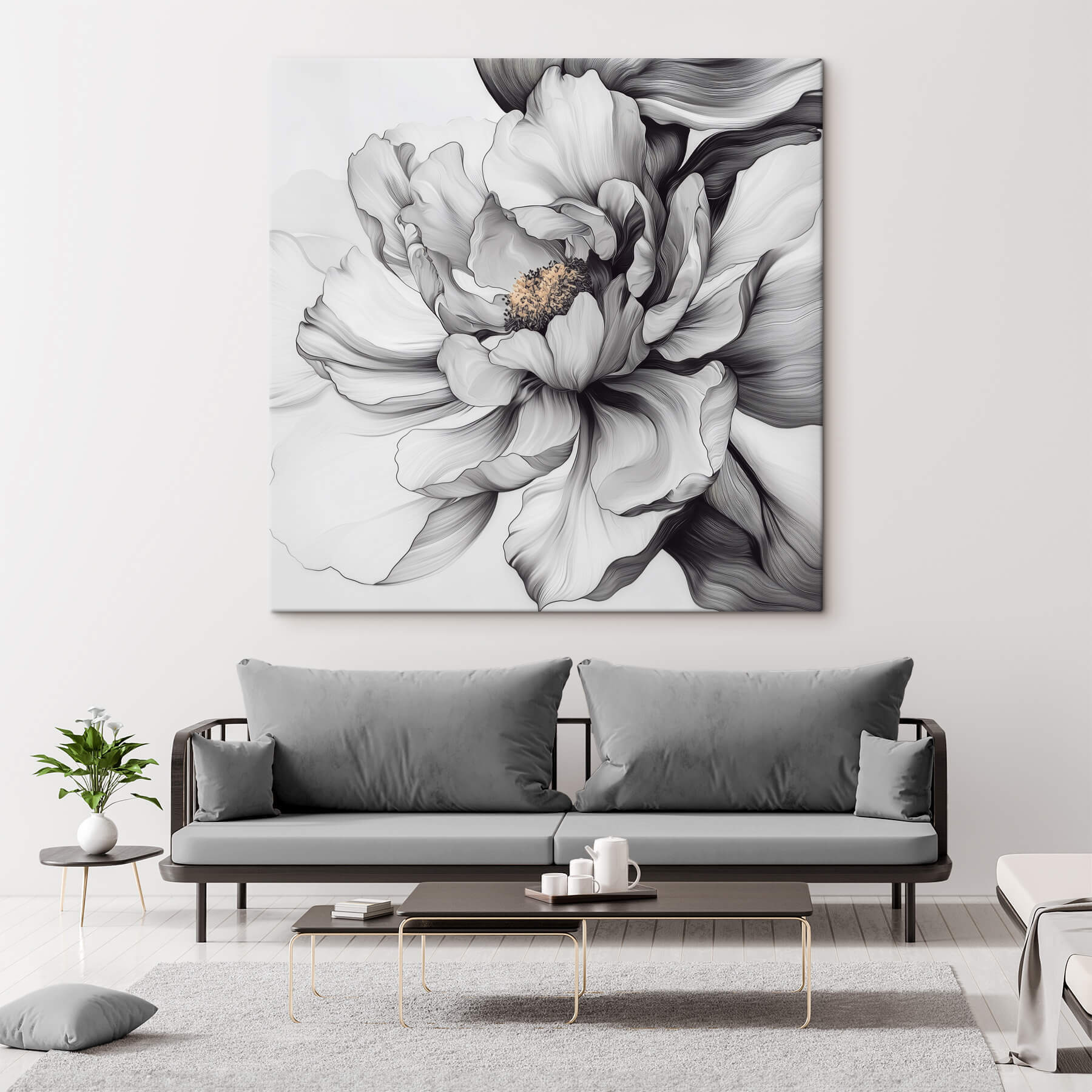 Elegant floral design in monochrome hues