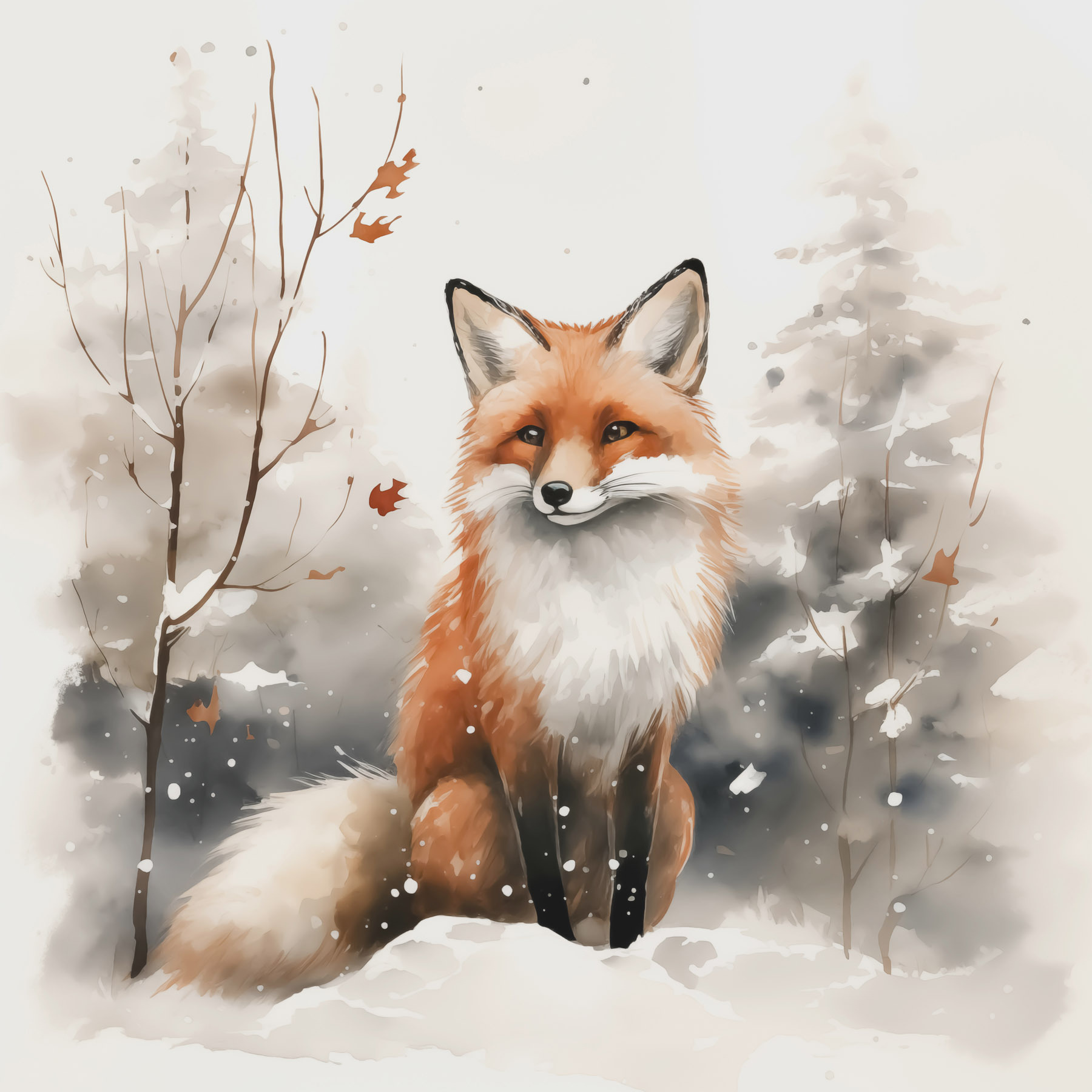 Fox sitting in the snow Fox sitting in the snow