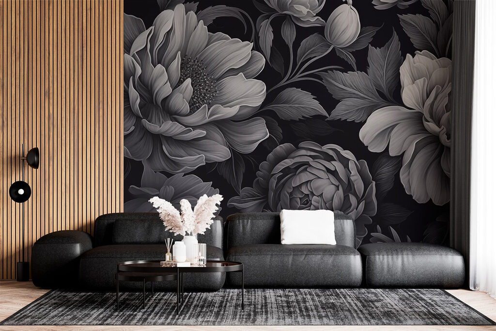 Black and white floral pattern