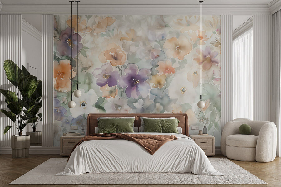 Pittura di fiori su una superficie bianca