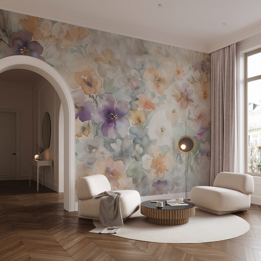 Pittura di fiori su una superficie bianca