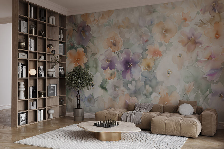 Pittura di fiori su una superficie bianca