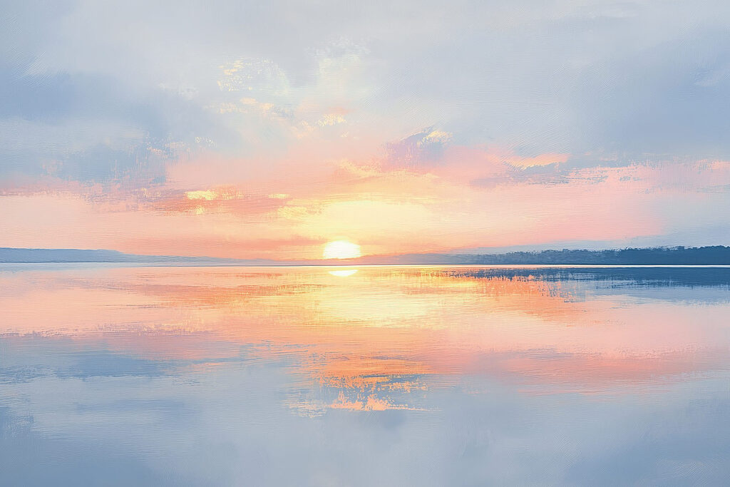 Tramonto su uno specchio d'acqua Tramonto su uno specchio d'acqua
