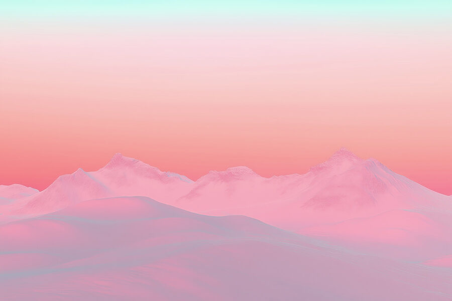 Cielo rosa e blu su una catena montuosa innevata