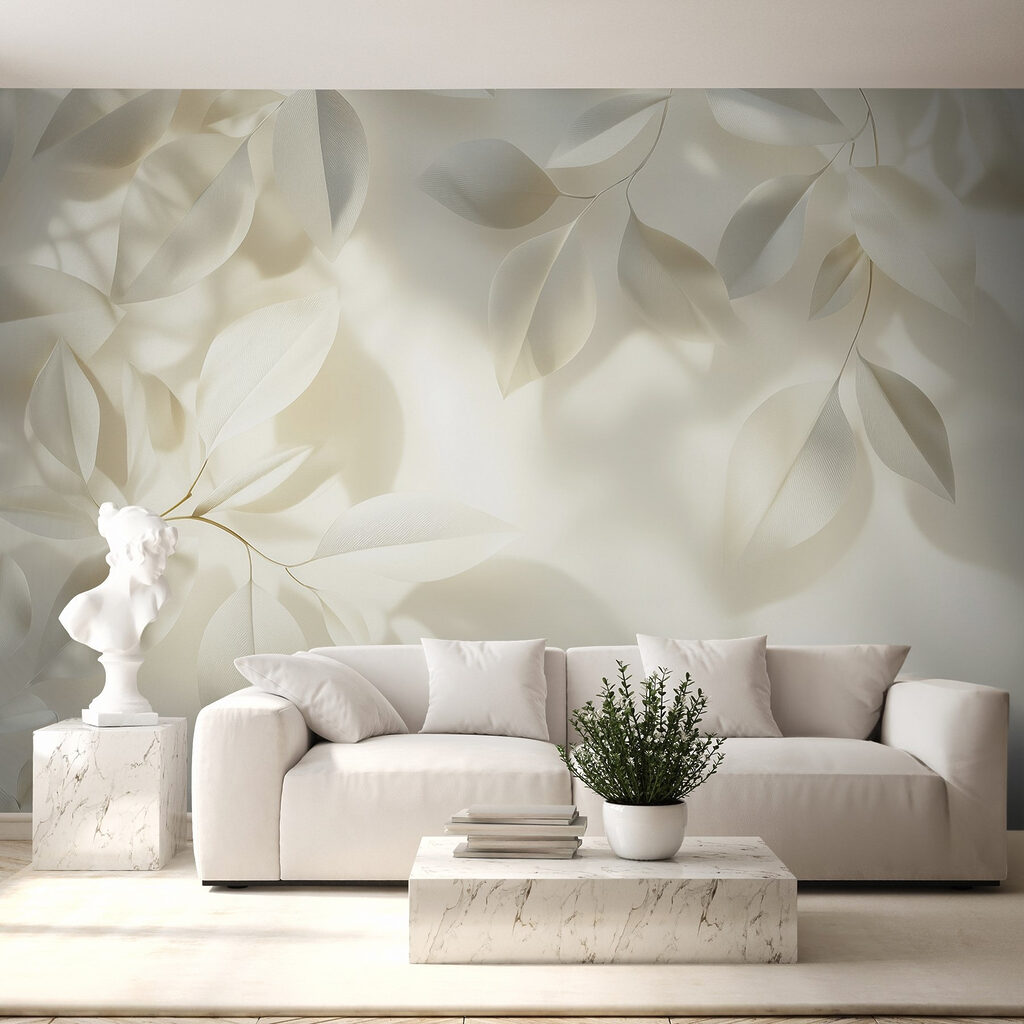 White leaves on a white surface