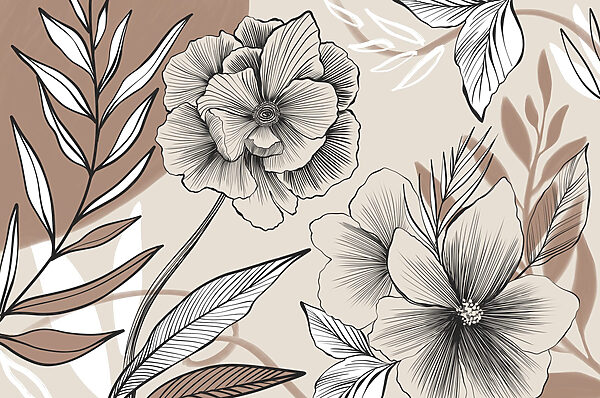 Disegno artistico di linee floreali Disegno artistico di linee floreali