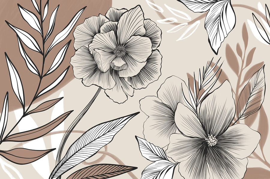 Disegno artistico di linee floreali
