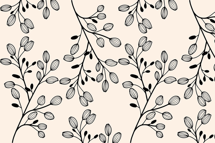 Pattern di foglie in bianco e nero