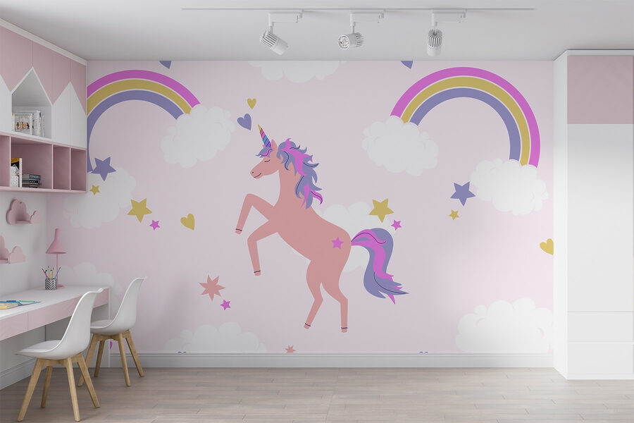 Unicorno con arcobaleni e stelle Unicorno con arcobaleni e stelle
