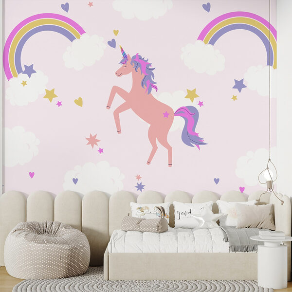 Unicorno con arcobaleni e stelle Unicorno con arcobaleni e stelle