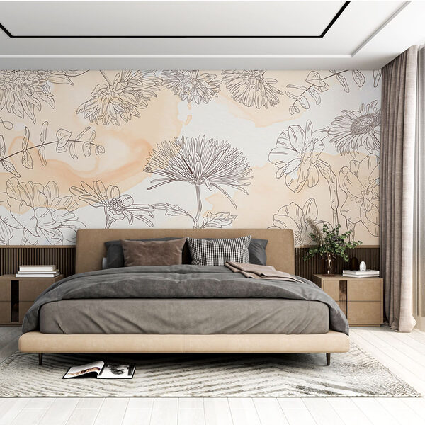 Disegno di fiori su sfondo acquerellato Disegno di fiori su sfondo acquerellato