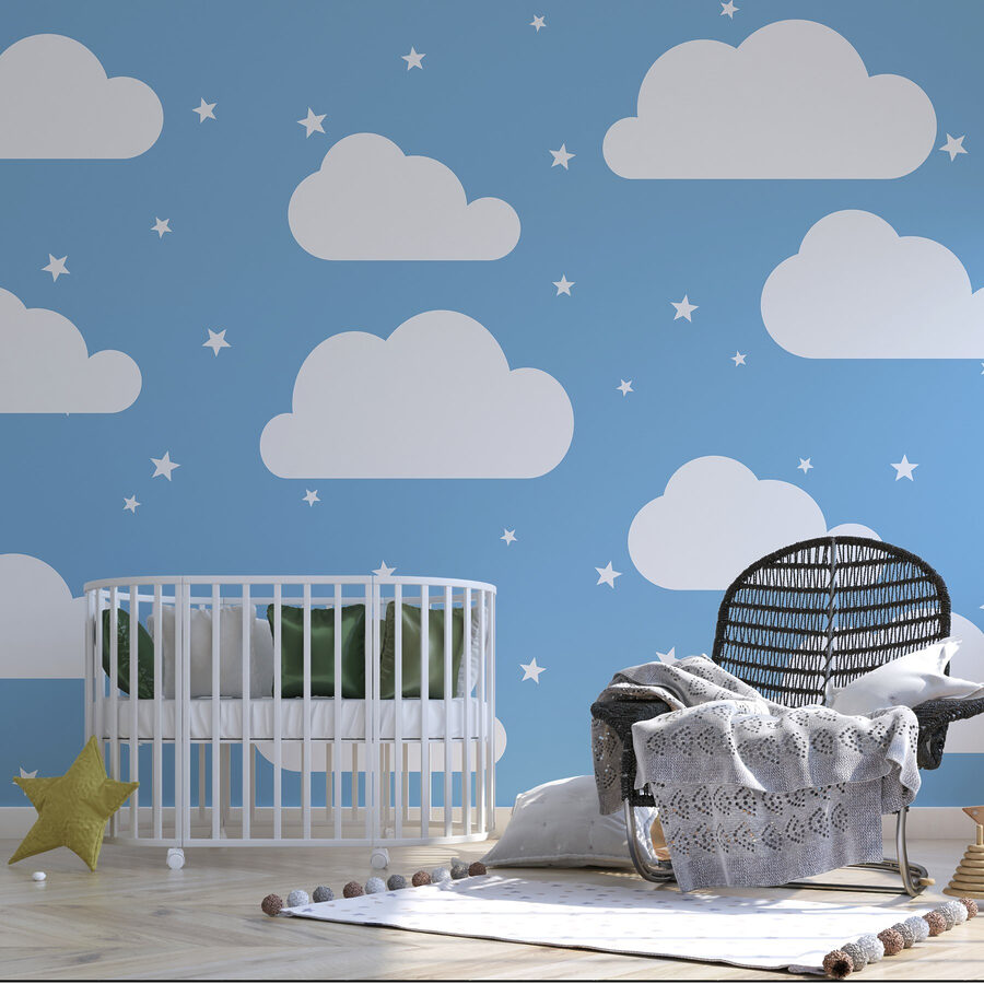 Cielo blu con nuvole bianche e stelle Cielo blu con nuvole bianche e stelle