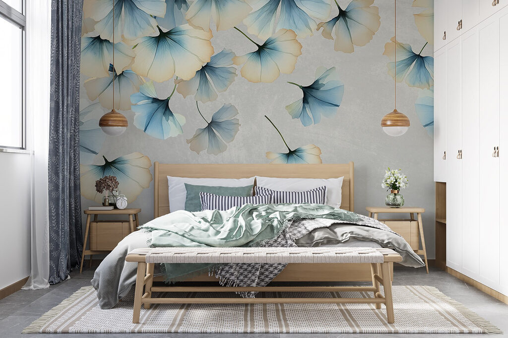 Group of flowers flying in the air
