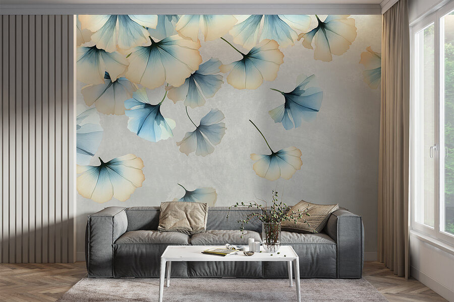 Gruppo di fiori che volano nell'aria