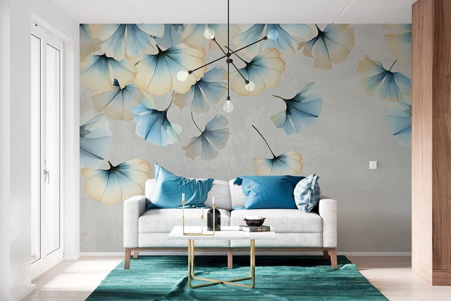 Gruppo di fiori che volano nell'aria