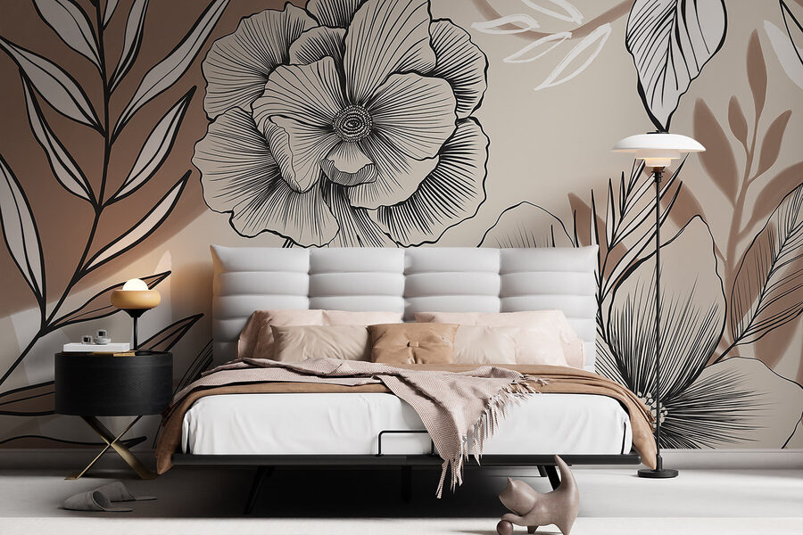 Disegno artistico di linee floreali