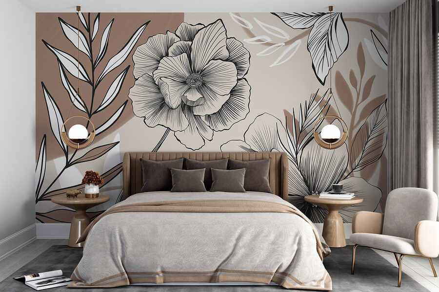 Disegno artistico di linee floreali