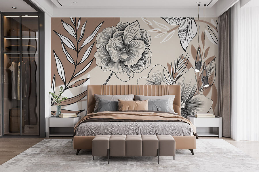 Disegno artistico di linee floreali