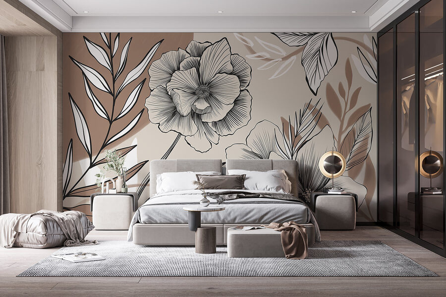 Disegno artistico di linee floreali