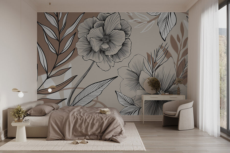 Disegno artistico di linee floreali