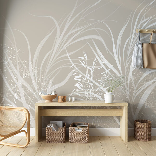 Disegno floreale bianco su sfondo grigio Disegno floreale bianco su sfondo grigio