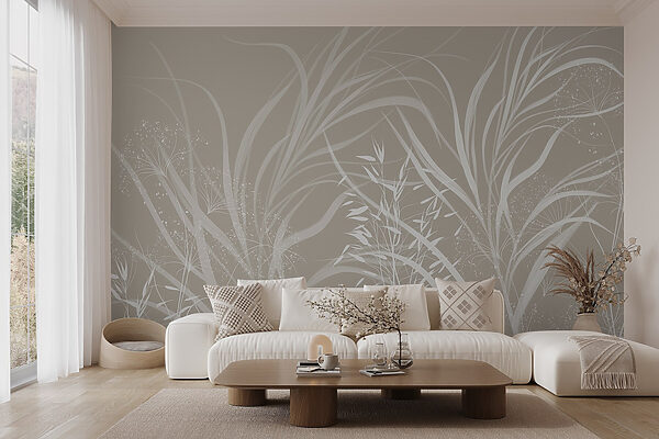 Disegno floreale bianco su sfondo grigio Disegno floreale bianco su sfondo grigio