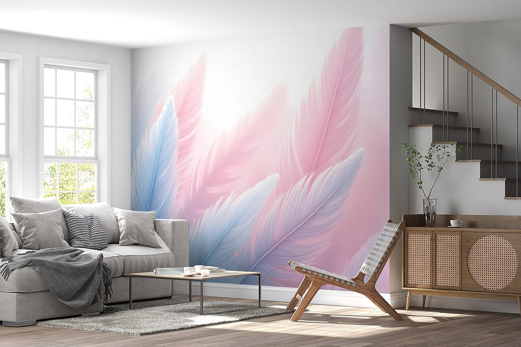 Group of feathers in light