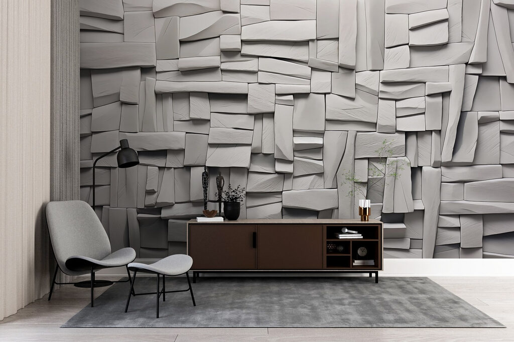 White wall with rectangles White wall with rectangles