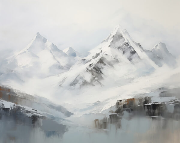 Pittura di una catena montuosa innevata Pittura di una catena montuosa innevata