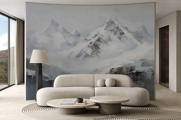 Pittura di una catena montuosa innevata Pittura di una catena montuosa innevata