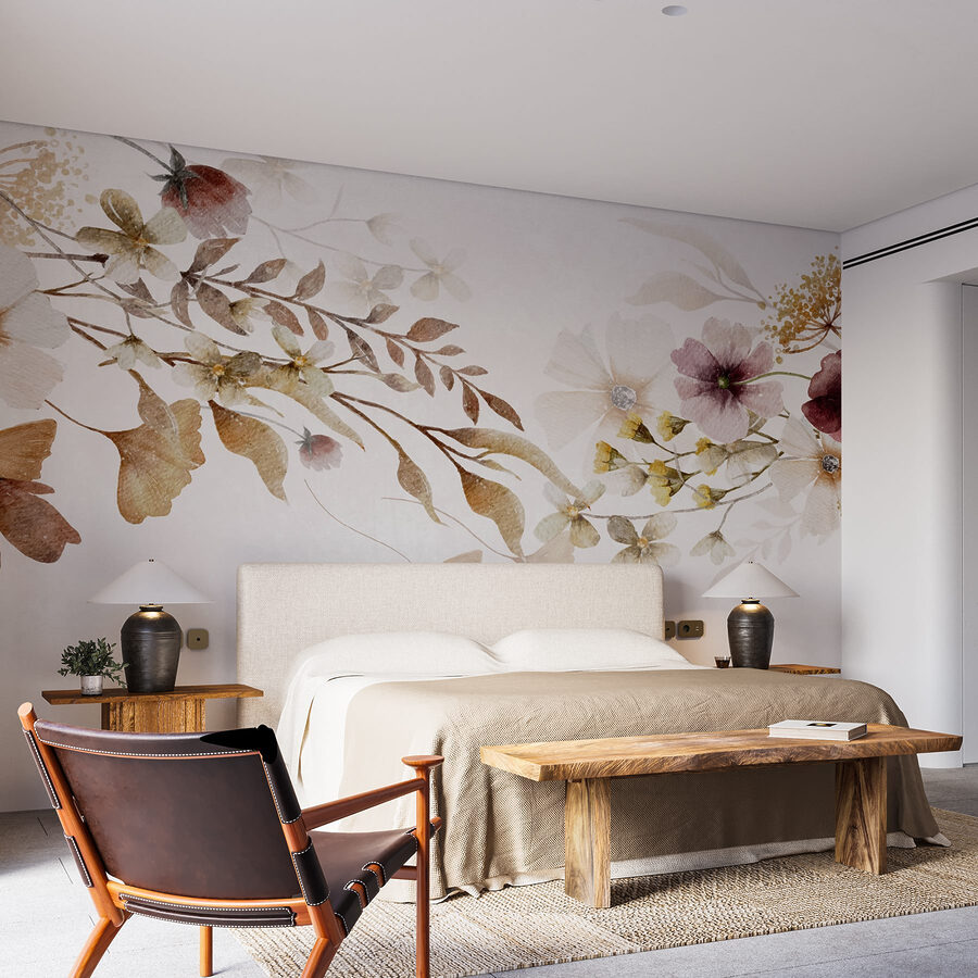 Pittura di fiori e foglie