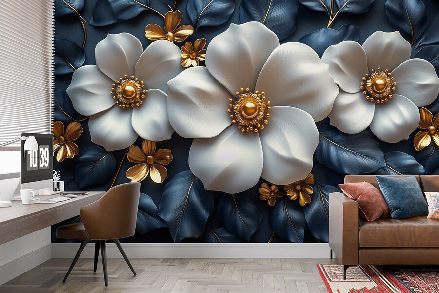 Elegante composizione floreale su sfondo strutturato