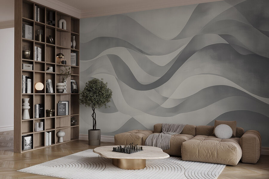 Sfondo grigio e bianco con linee ondulate