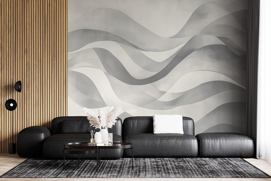 Sfondo grigio e bianco con linee ondulate