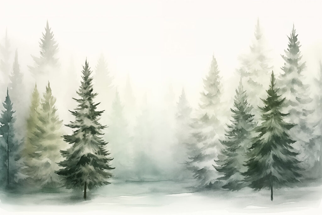 Watercolor of trees in a forest Watercolor of trees in a forest