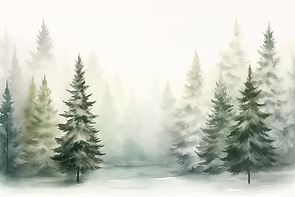 Watercolor of trees in a forest Watercolor of trees in a forest