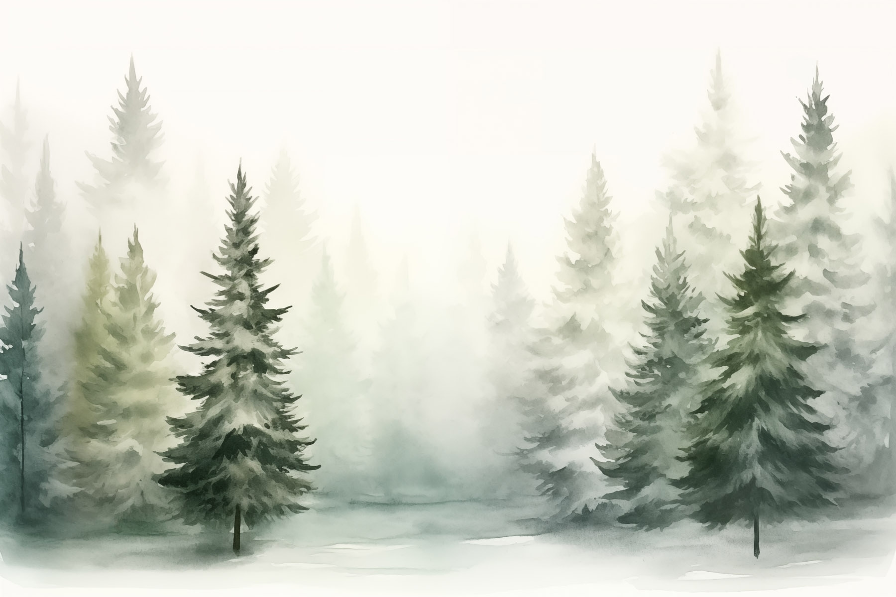 Watercolor of trees in a forest Watercolor of trees in a forest