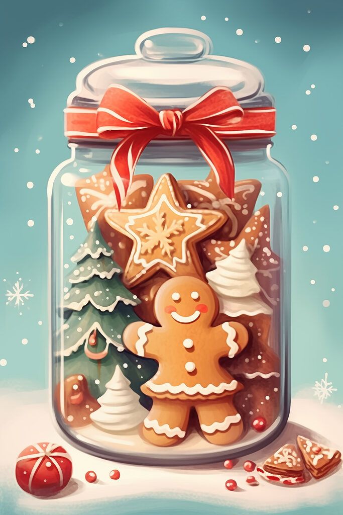 Jar of cookies with a red bow Jar of cookies with a red bow