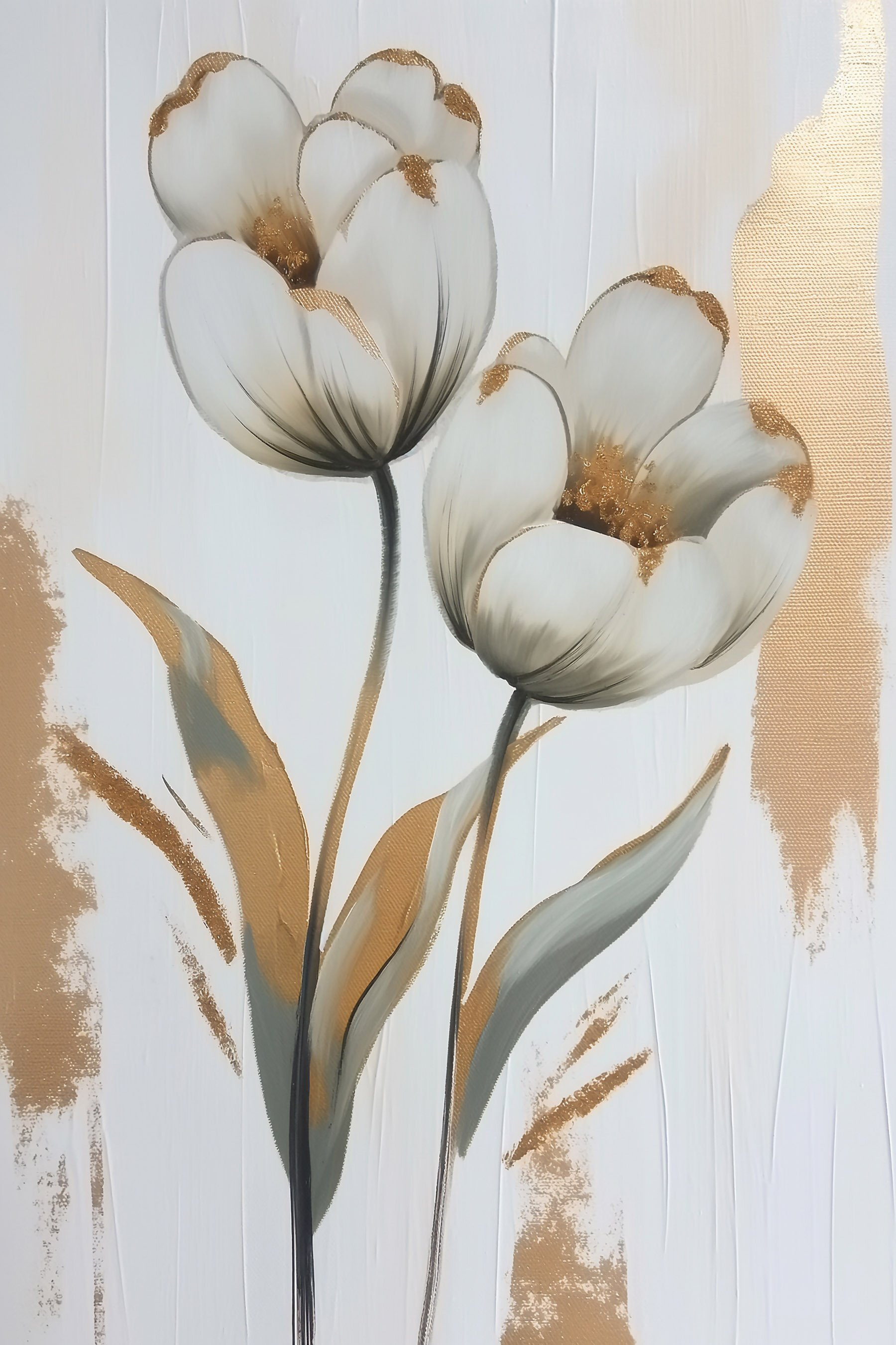 Painting of flowers on a white surface Painting of flowers on a white surface