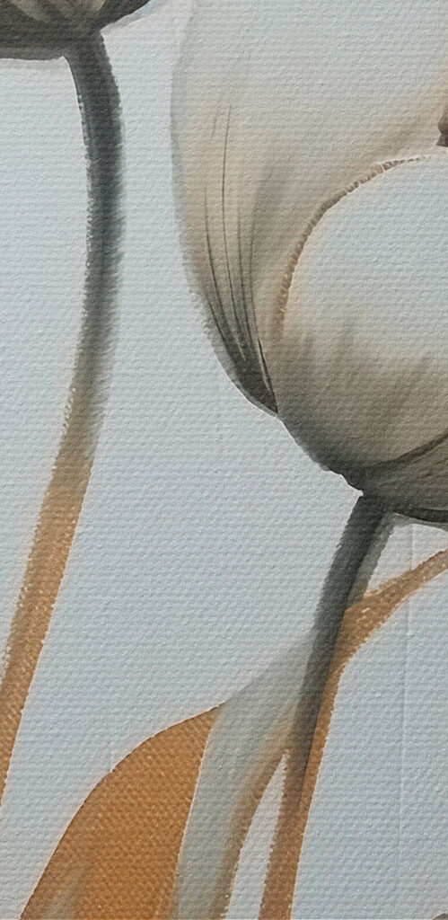 Painting of flowers on a white surface Painting of flowers on a white surface
