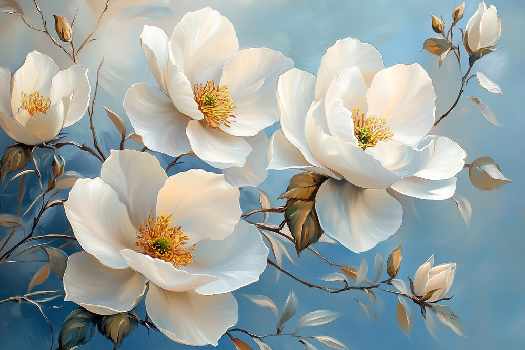 Painting of white flowers Painting of white flowers